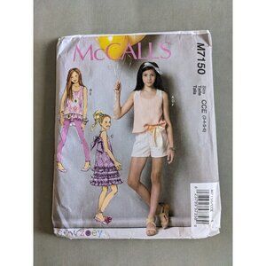 Easy McCalls Pattern 7150 Top Tunic Dress Shorts Leggings Sz 3 4 5 6 Uncut Girl